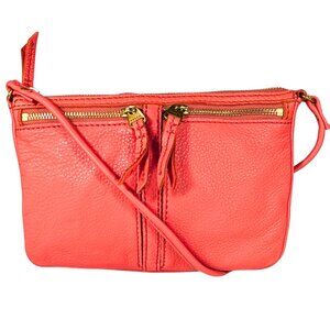 Fossil Erin Coral Peach Small Leather Travel Crossbody Purse